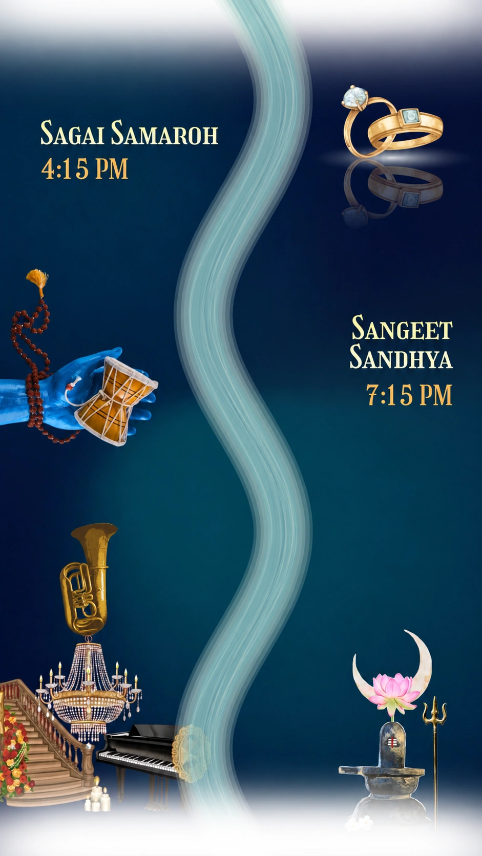 25 November 2026. Sagai Samaroh: 4:15 PM. Sangeet Sandhya: 7:15 PM.